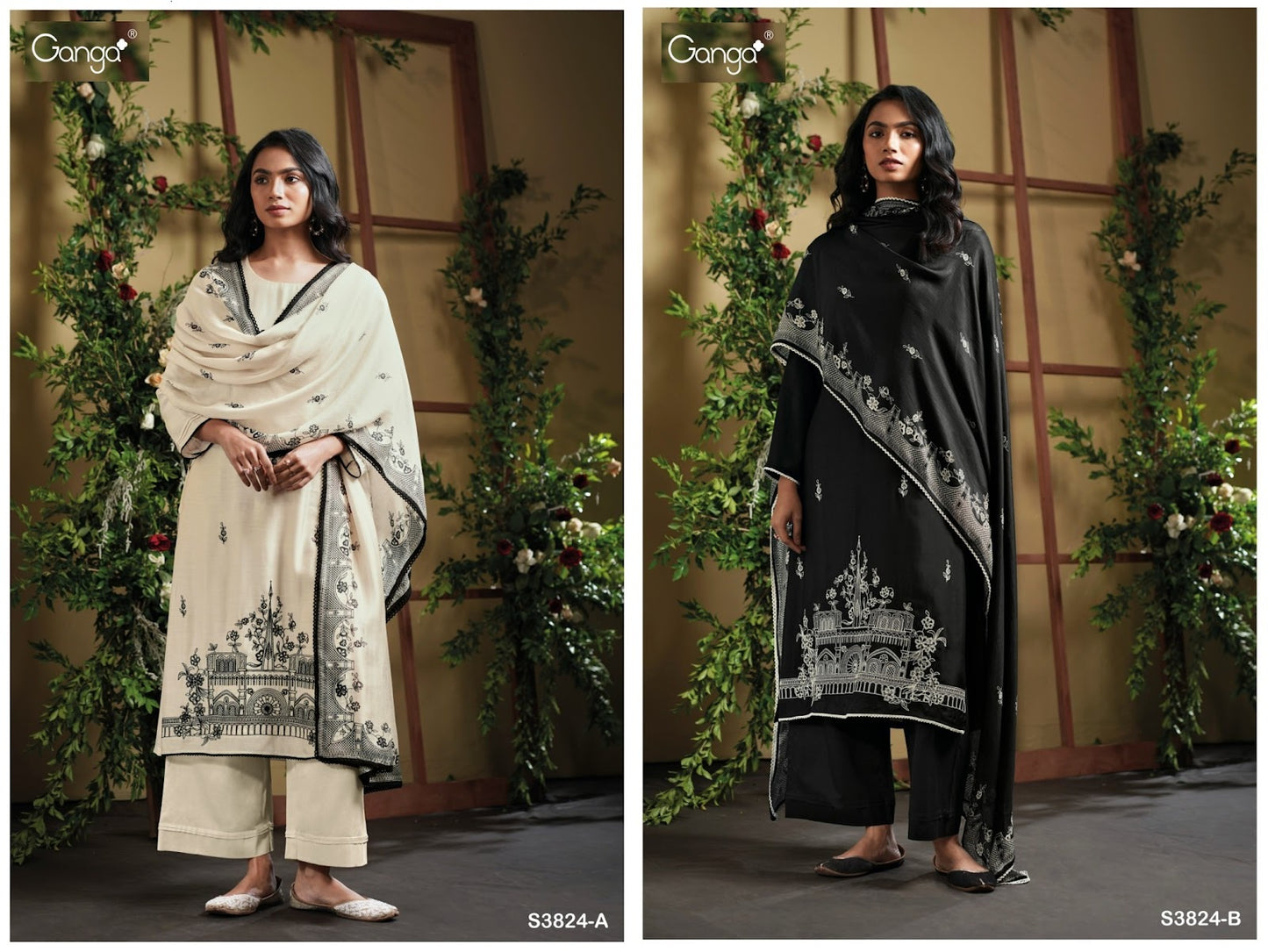 Kramie 3824 Ganga Plazzo Style Suits Exporter