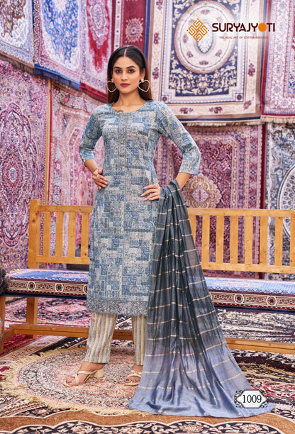 Krati Vol 1 Suryajyoti Rayon Capsule Readymade Pant Style Suits Wholesaler Ahmedabad