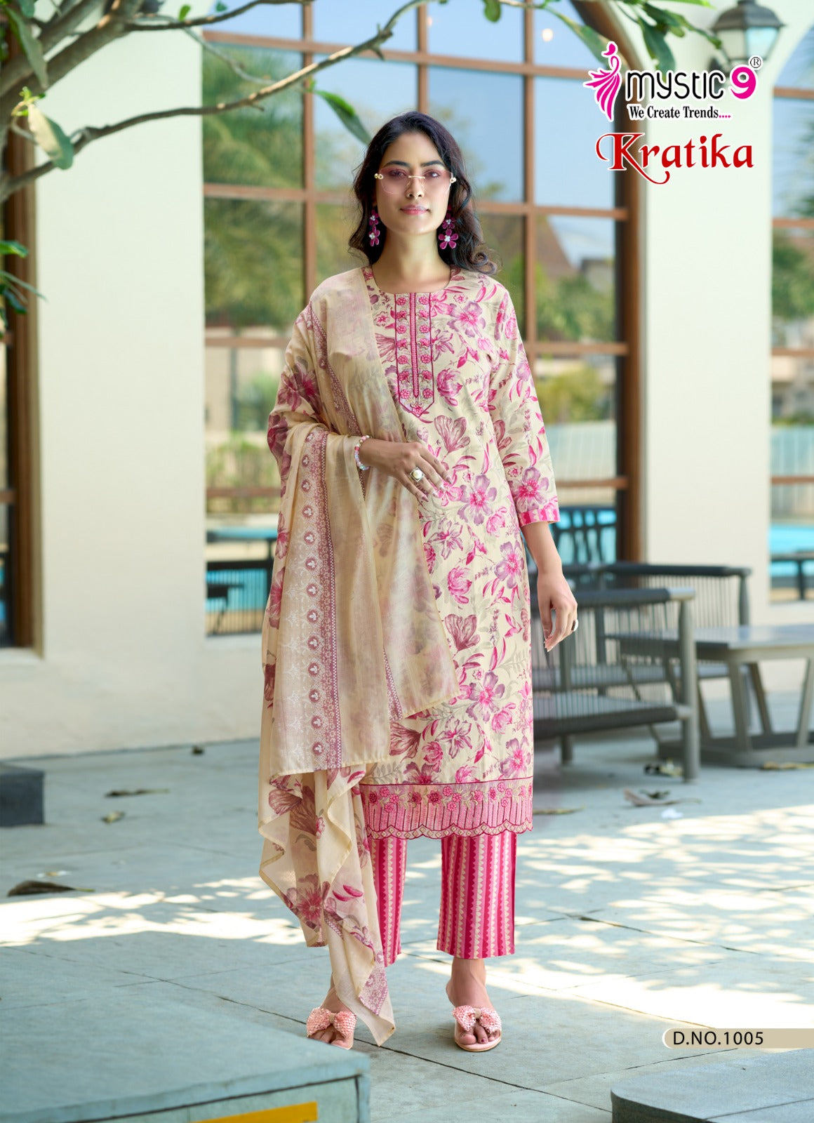 Kratika Vol 1 Mystic 9 Cambric Cotton Readymade Pant Style Suits Wholesaler Ahmedabad