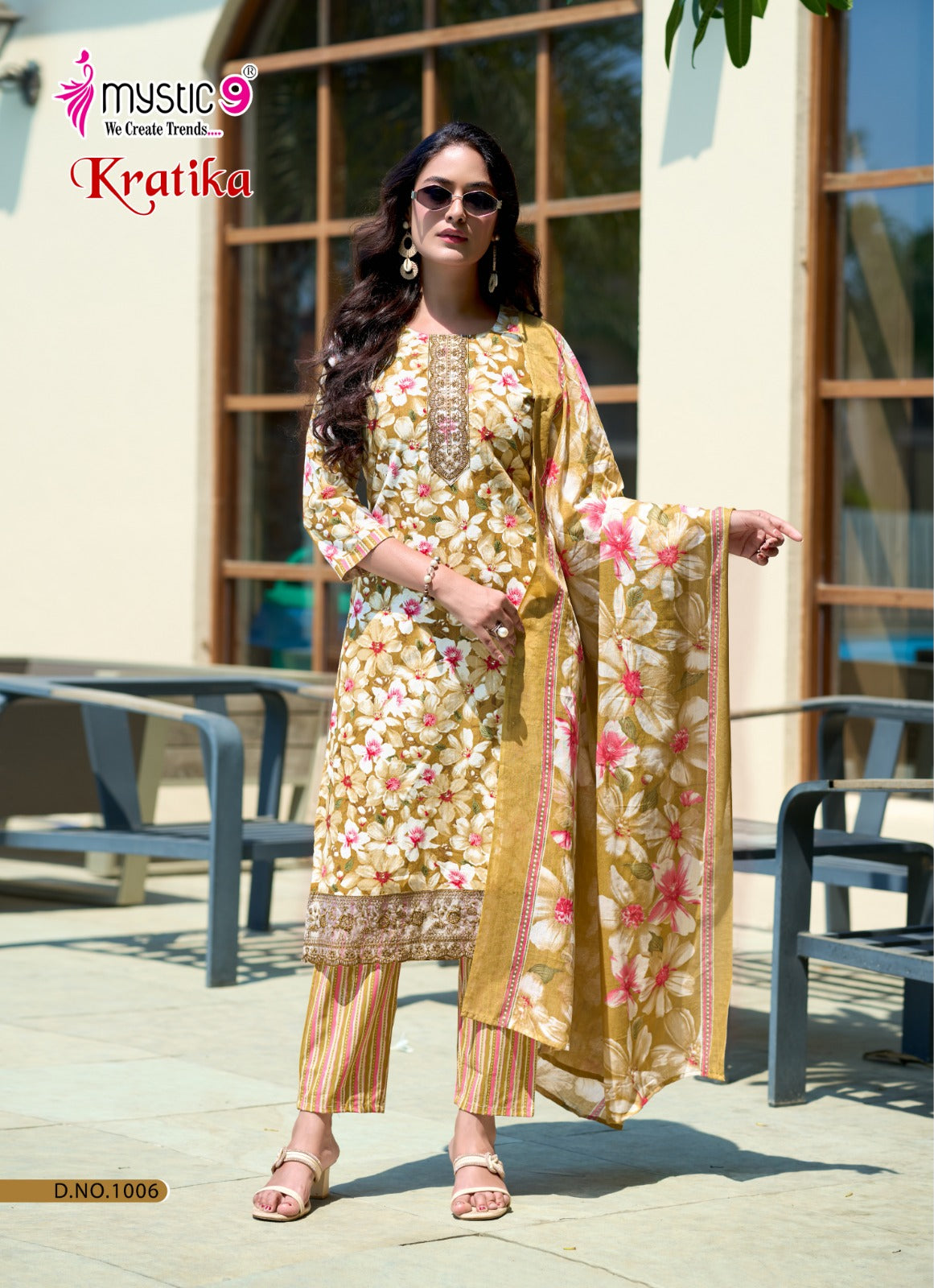 Kratika Vol 1 Mystic 9 Cambric Cotton Readymade Pant Style Suits Wholesaler Ahmedabad