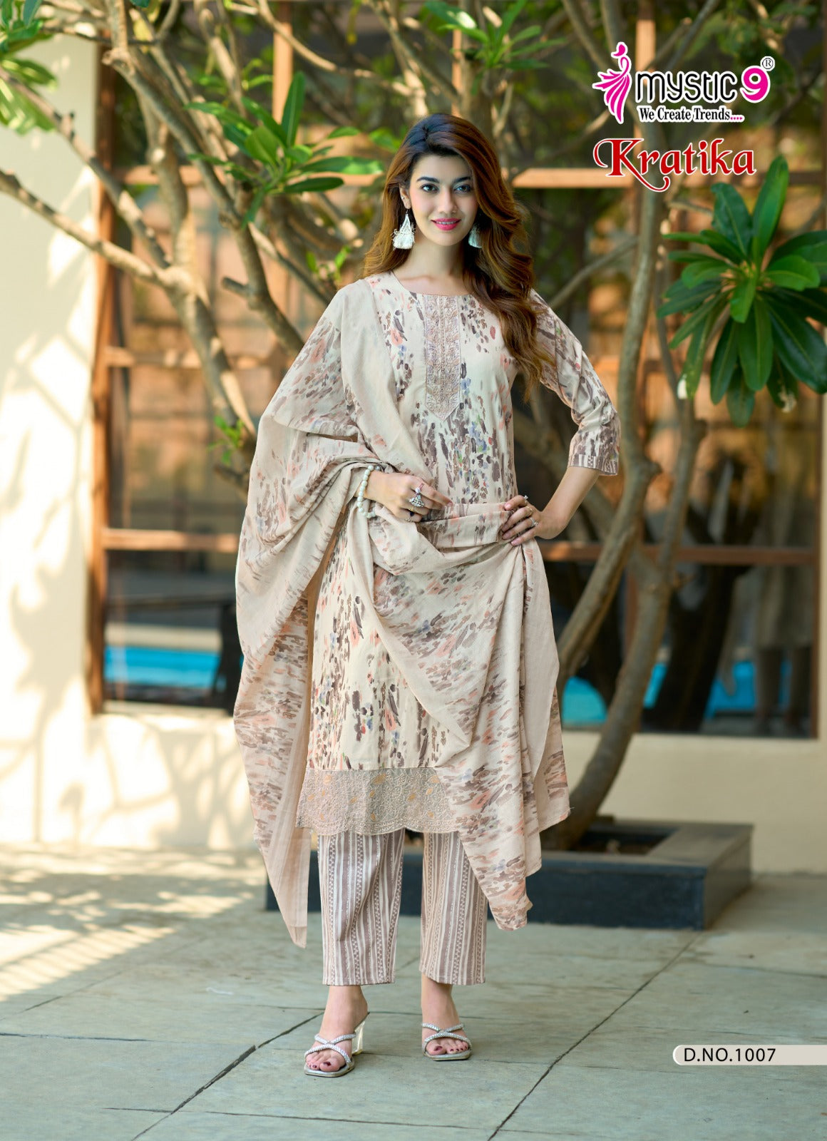 Kratika Vol 1 Mystic 9 Cambric Cotton Readymade Pant Style Suits Wholesaler Ahmedabad