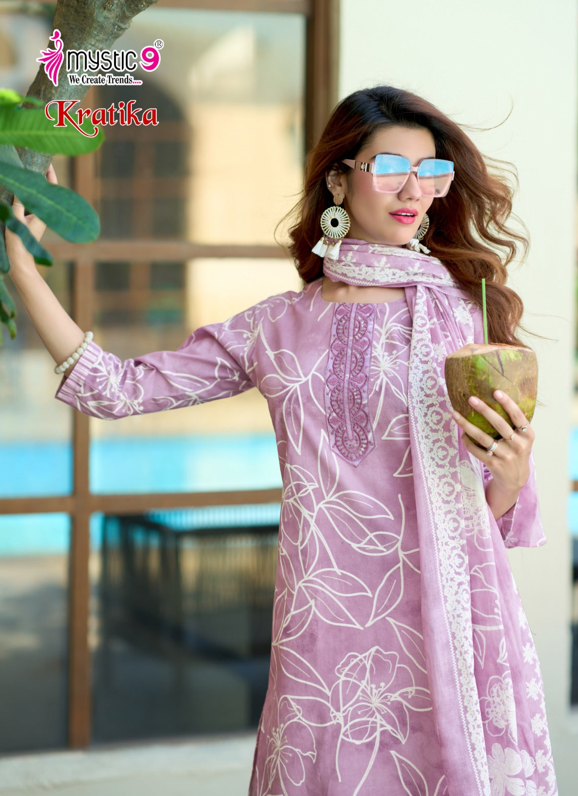 Kratika Vol 1 Mystic 9 Cambric Cotton Readymade Pant Style Suits Wholesaler Ahmedabad