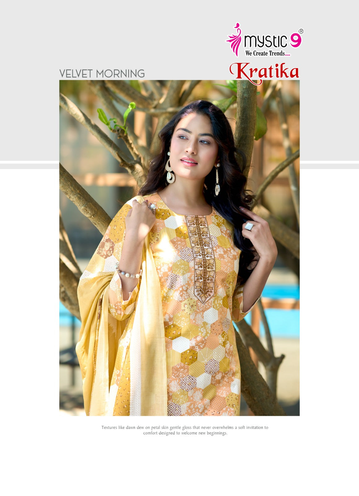 Kratika Vol 1 Mystic 9 Cambric Cotton Readymade Pant Style Suits Wholesaler Ahmedabad