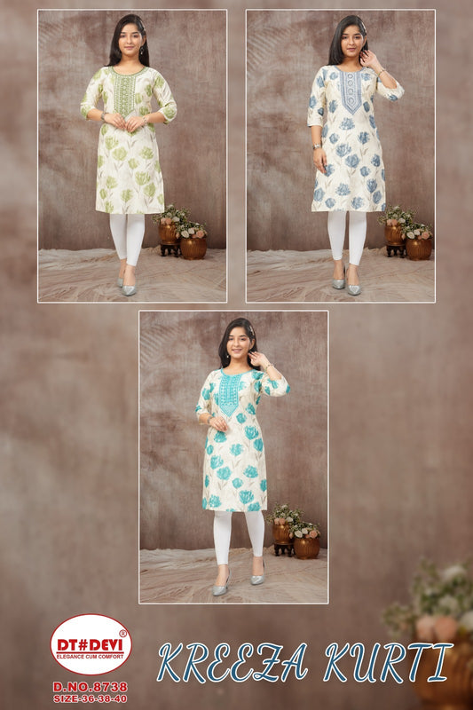 Kreeza Dn 8738 Dt Devi Vetican Girls Kurti Wholesaler