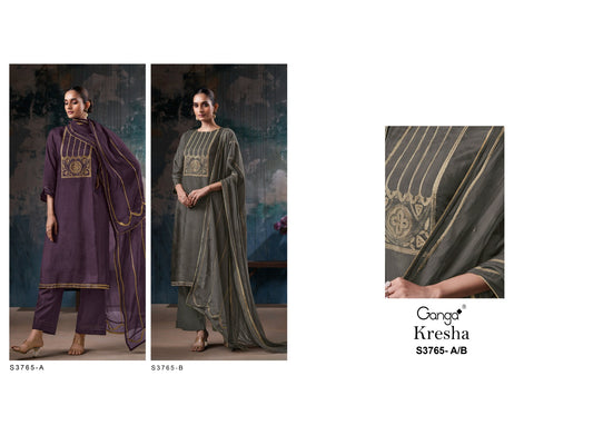 Kresha 3765 Ganga Premium Bemberg Plazzo Style Suits Wholesaler Ahmedabad
