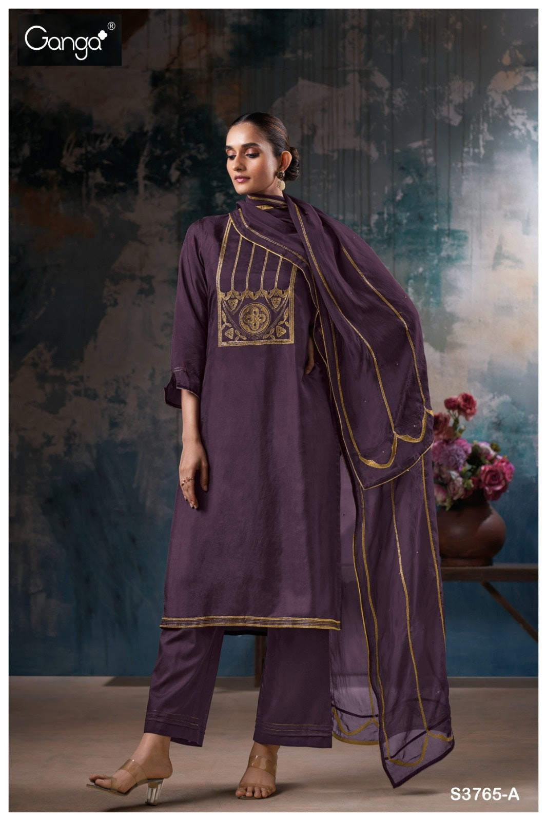 Kresha 3765 Ganga Premium Bemberg Plazzo Style Suits Wholesaler Ahmedabad