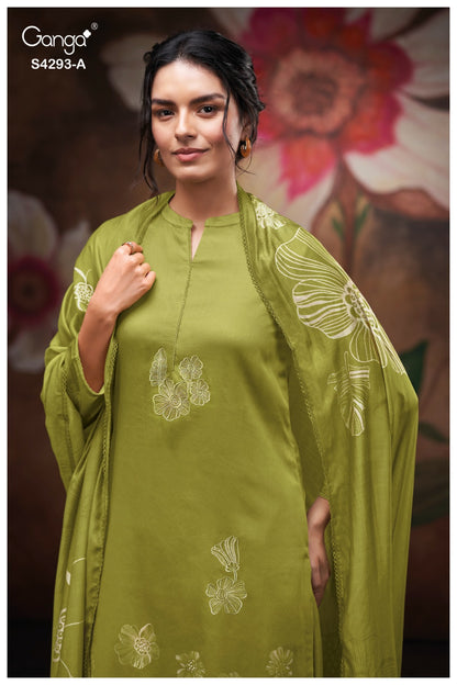 Kreshika 4293 Ganga Cotton Satin Plazzo Style Suits Wholesaler