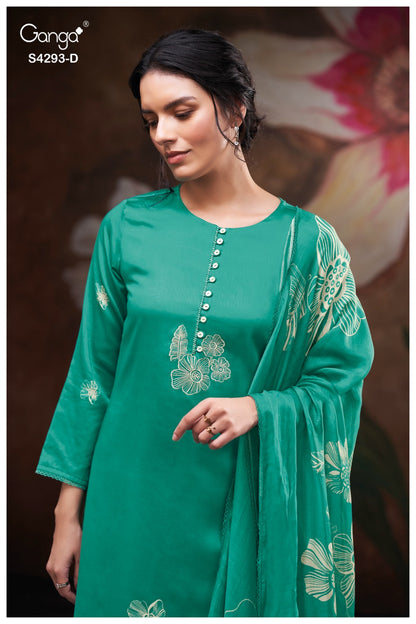 Kreshika 4293 Ganga Cotton Satin Plazzo Style Suits Wholesaler