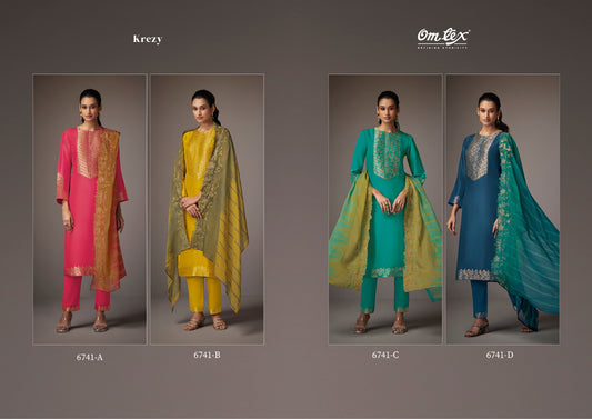 Krezy 6741 Omtex Silk Jacquard Pant Style Suits Wholesale Price
