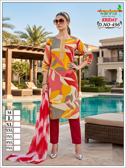 Kriday 2007 Kanha Liva Reyon Readymade Pant Style Suits Wholesale Price