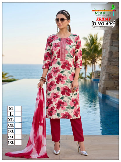 Kriday 2007 Kanha Liva Reyon Readymade Pant Style Suits Wholesale Price
