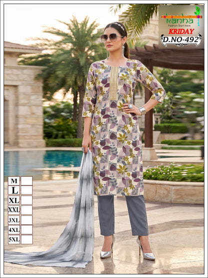 Kriday 2007 Kanha Liva Reyon Readymade Pant Style Suits Wholesale Price