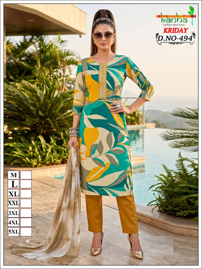 Kriday 2007 Kanha Liva Reyon Readymade Pant Style Suits Wholesale Price