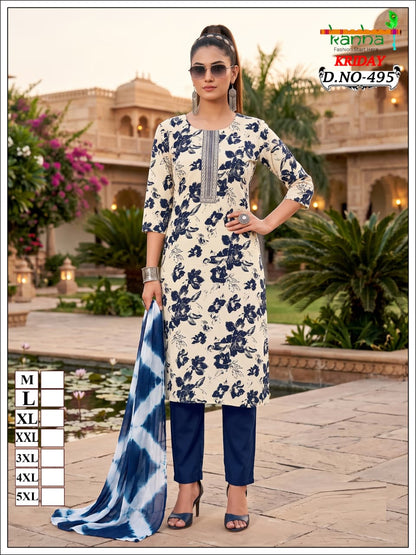 Kriday 2007 Kanha Liva Reyon Readymade Pant Style Suits Wholesale Price