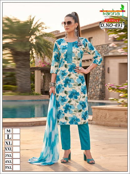 Kriday 2007 Kanha Liva Reyon Readymade Pant Style Suits Wholesale Price