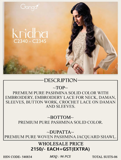 Kridha Ganga Pashmina Suits Wholesaler Ahmedabad