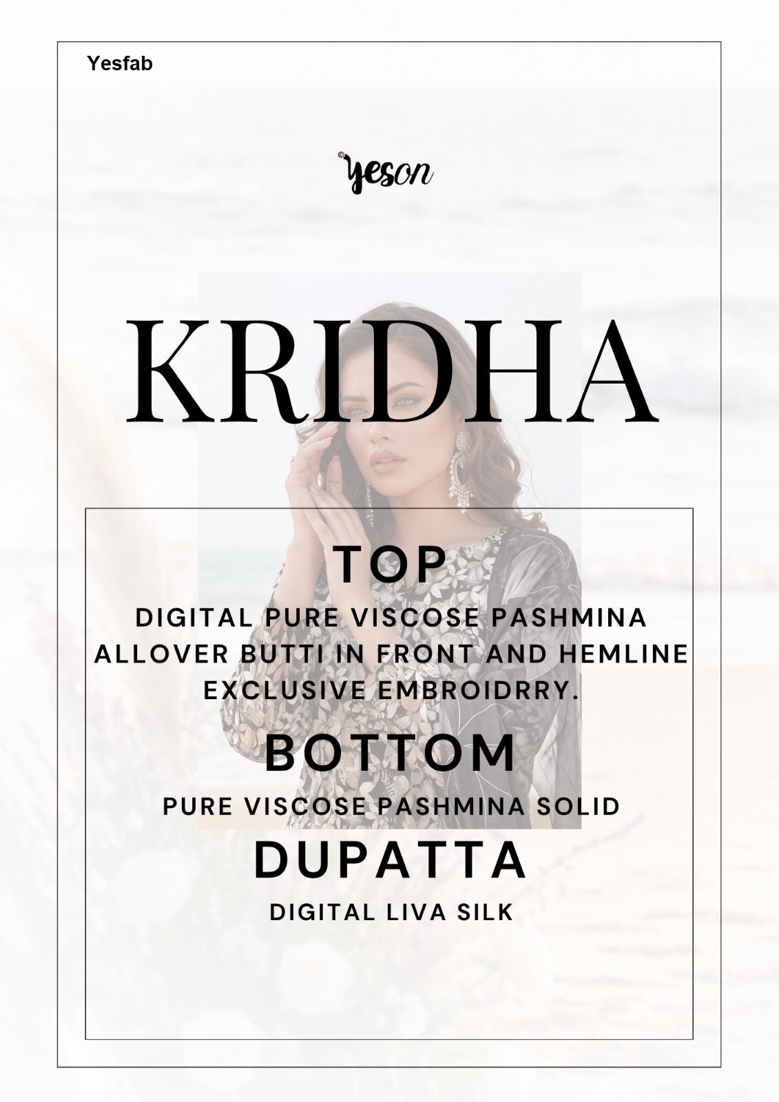 Kridha Yeson Yesfab Viscose Pashmina Suits Wholesaler