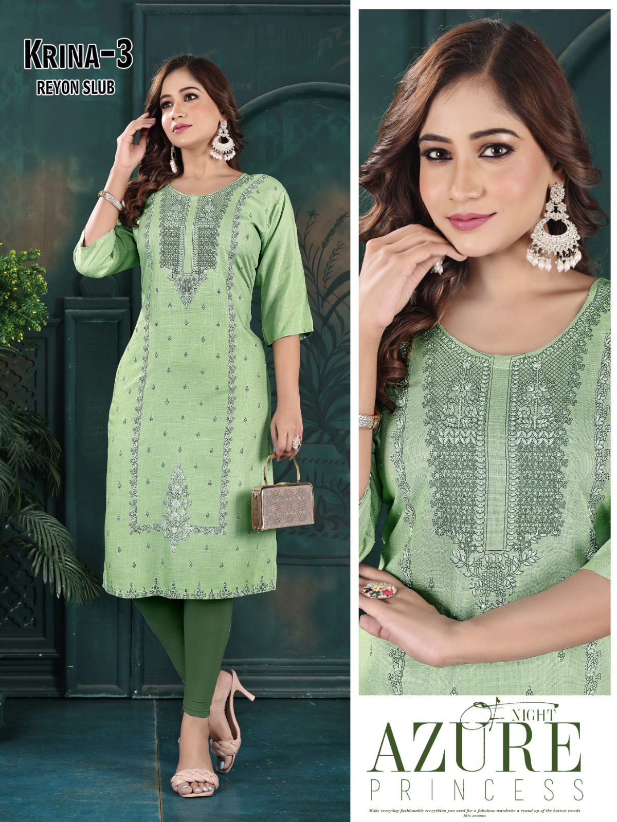 Krina 111024 Ayg Rayon Slub Knee Length Kurtis Exporter Gujarat
