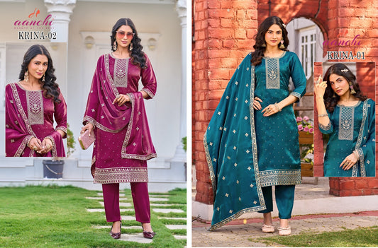 Krina Aanchi Roman Readymade Pant Style Suits Wholesale Rate