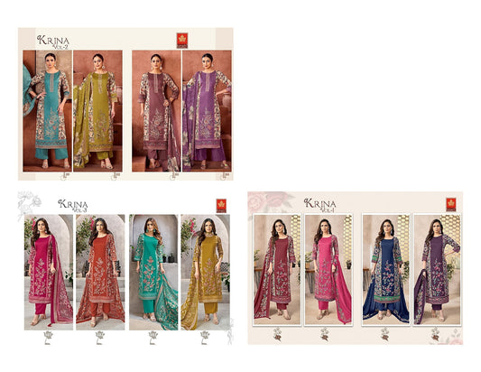 Krina Karachi Prints Jaam Satin Pant Style Suits Manufacturer