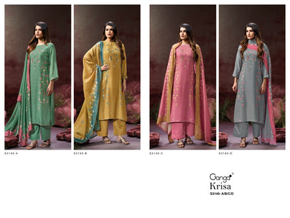 Krisa 3140 Ganga Bemberg Silk Plazzo Style Suits Supplier Ahmedabad