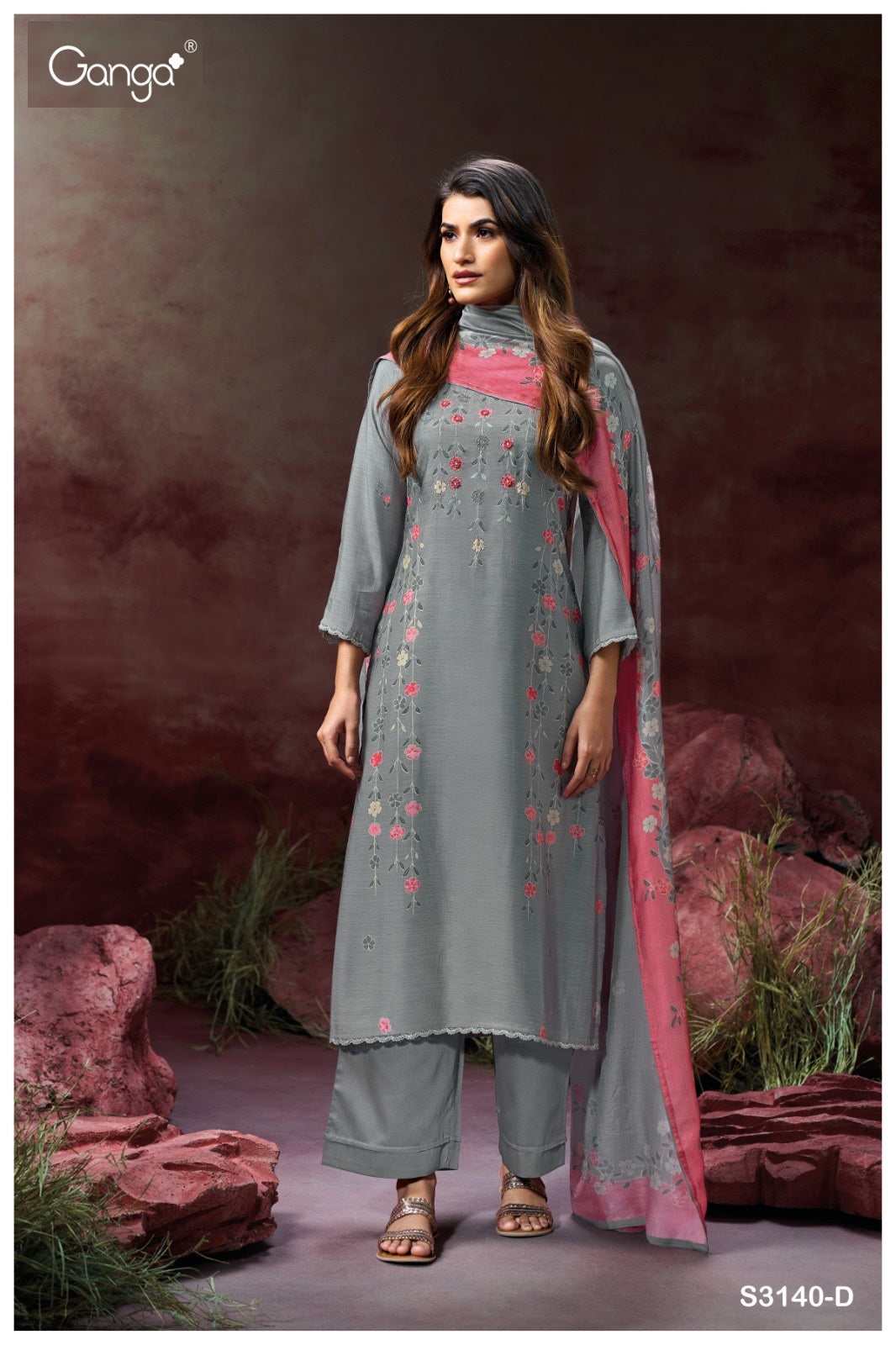 Krisa 3140 Ganga Bemberg Silk Plazzo Style Suits Supplier Ahmedabad