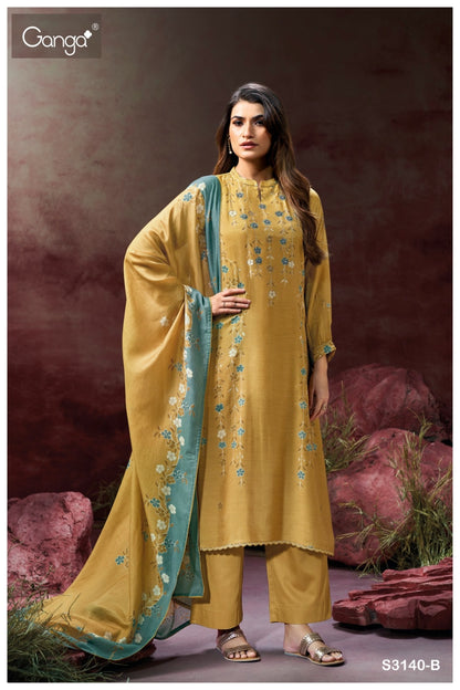 Krisa 3140 Ganga Bemberg Silk Plazzo Style Suits Supplier Ahmedabad