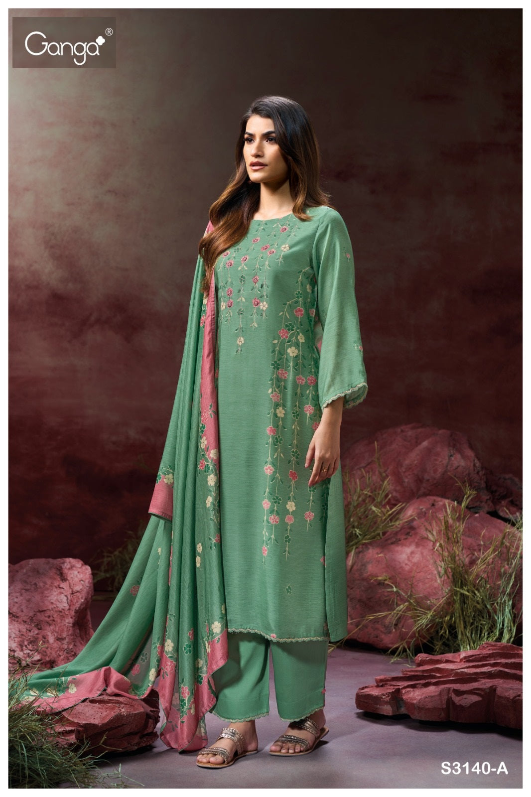 Krisa 3140 Ganga Bemberg Silk Plazzo Style Suits Supplier Ahmedabad