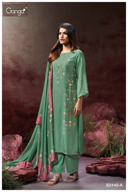 Krisa 3140 Ganga Bemberg Silk Plazzo Style Suits Supplier Ahmedabad