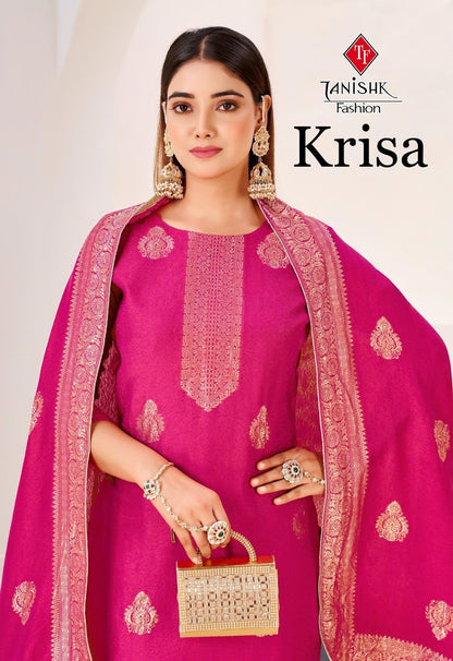 Krisa Tanishk Fashion Muslin Jacquard Pant Style Suits Exporter India