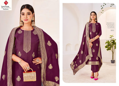Krisa Tanishk Fashion Muslin Jacquard Pant Style Suits Exporter India