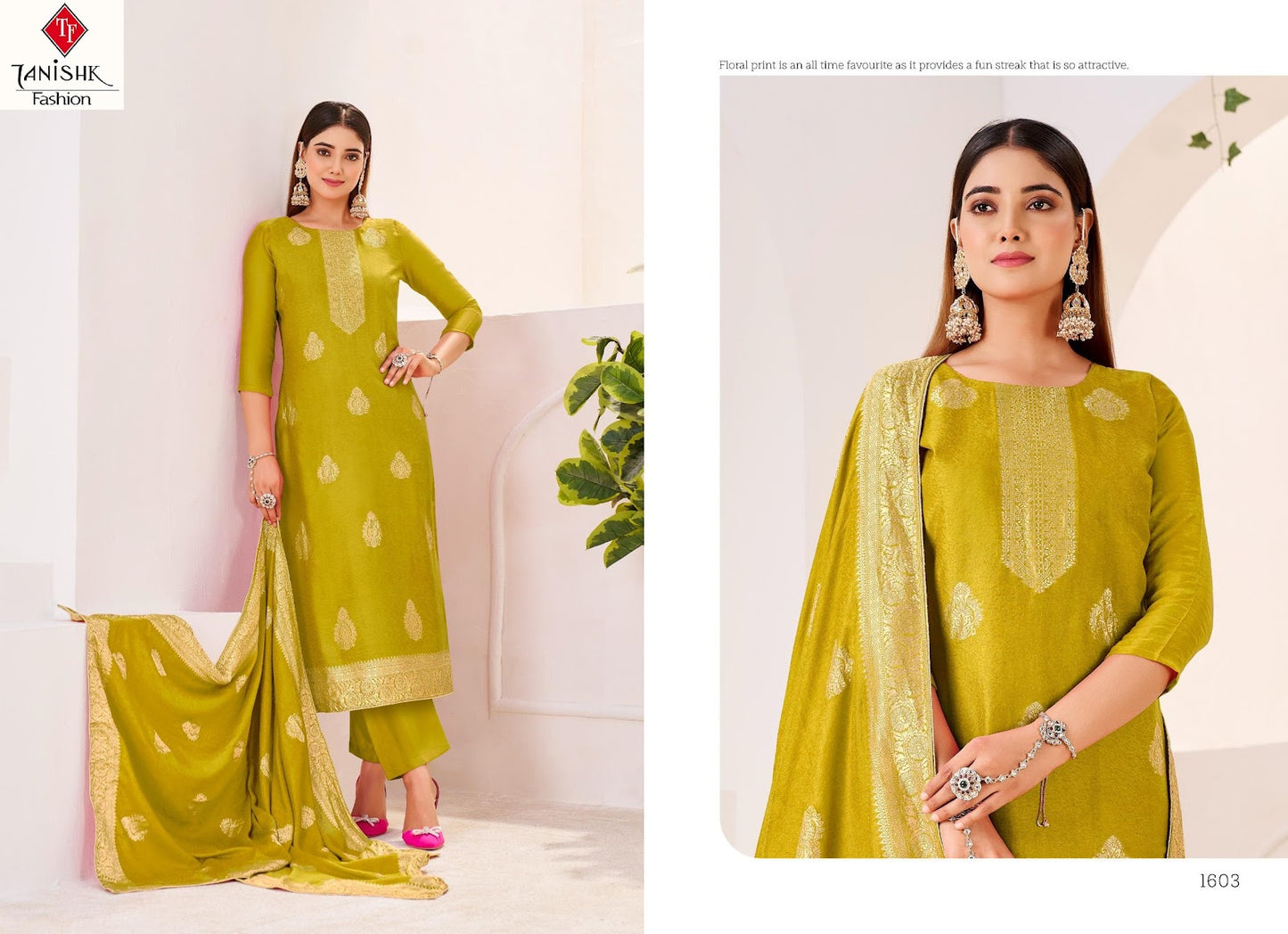 Krisa Tanishk Fashion Muslin Jacquard Pant Style Suits Exporter India
