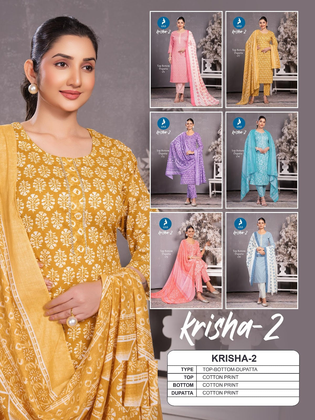 Krisha 2 Kaya Readymade Cotton Pant Suits Wholesale Rate