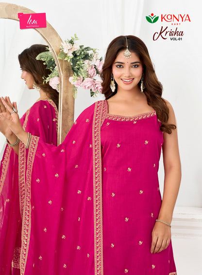 Krisha Vol 1 Kanya Kart Vichitra Readymade Plazzo Style Suits Supplier India