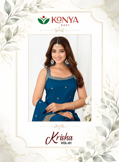 Krisha Vol 1 Kanya Kart Vichitra Readymade Plazzo Style Suits Supplier India