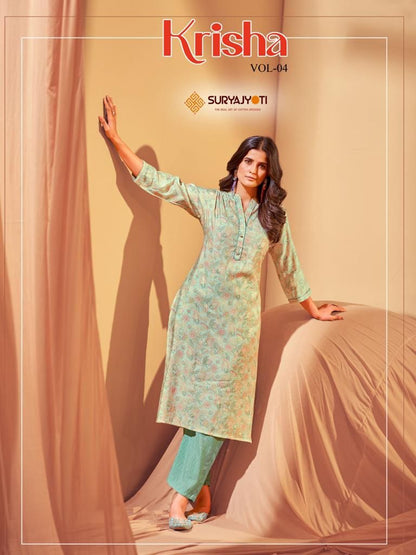 Krisha Vol 4 Suryajyoti Modal Silk Kurti Pant Set Wholesale Price