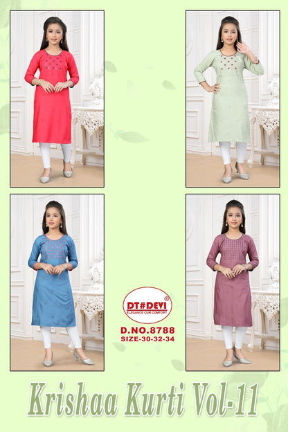 Krishaa Vol 11 8788 Dt Devi Rayon 22Kg Girls Kurti Manufacturer Ahmedabad