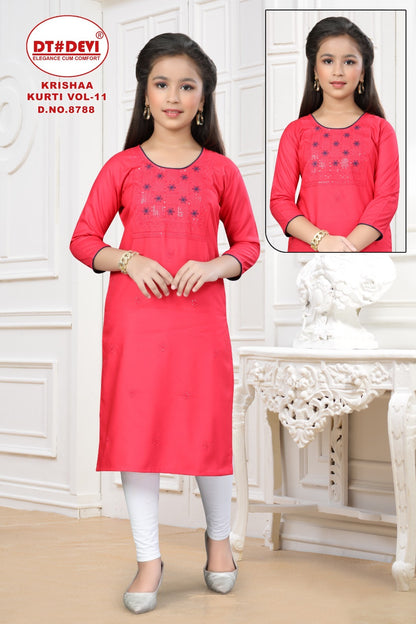Krishaa Vol 11 8788 Dt Devi Rayon 22Kg Girls Kurti Manufacturer Ahmedabad