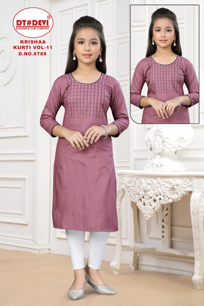 Krishaa Vol 11 8788 Dt Devi Rayon 22Kg Girls Kurti Manufacturer Ahmedabad
