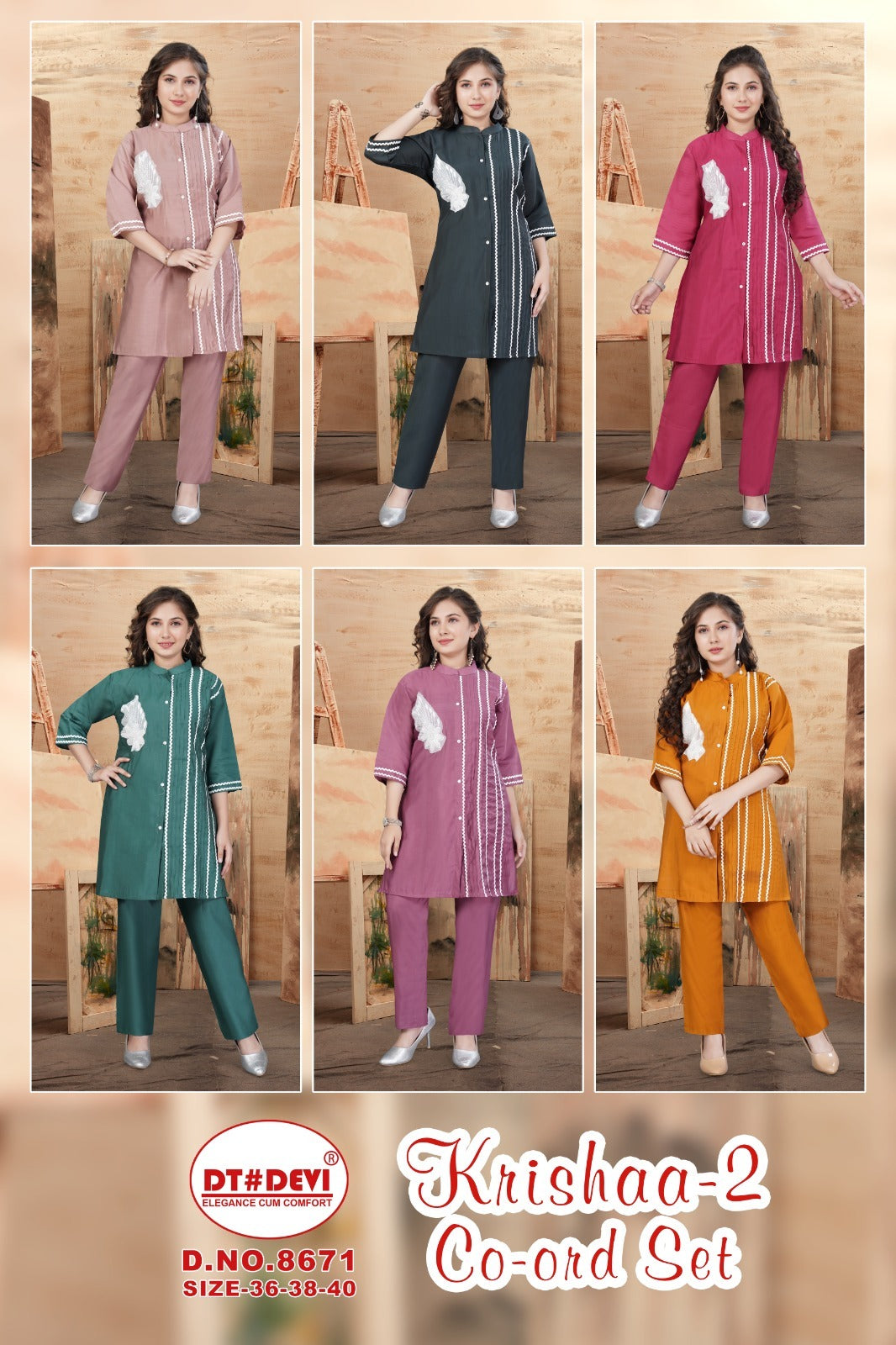 Krishaa Vol 2 8671 Dt Devi Roman Silk Co Ord Set Wholesaler