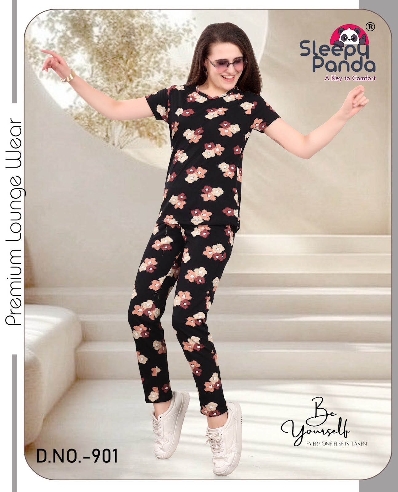 Krishi 901 Sleepy Panda Cotton Pyjama Night Suits Exporter Ahmedabad