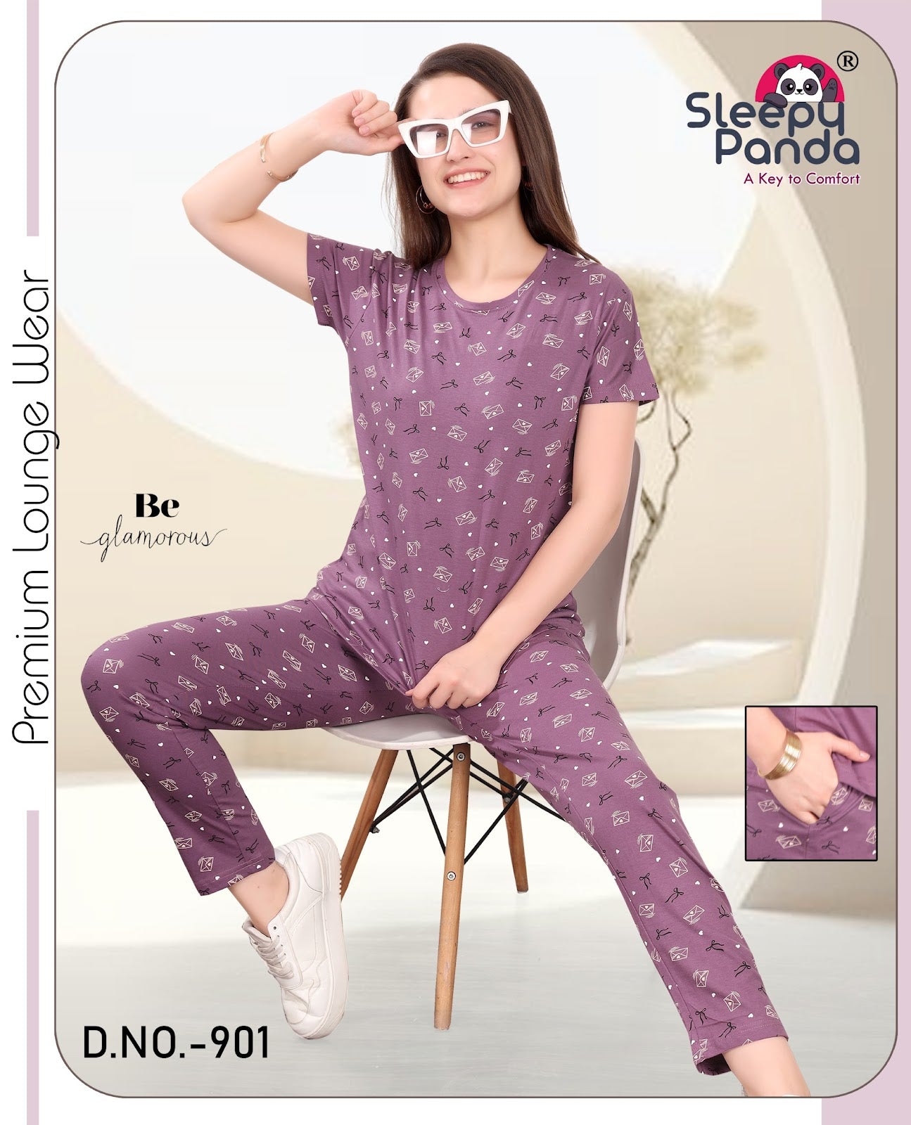Krishi 901 Sleepy Panda Cotton Pyjama Night Suits Exporter Ahmedabad