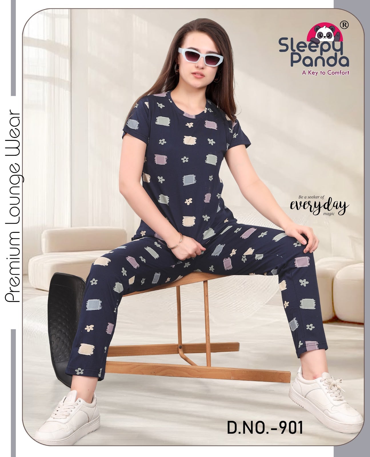 Krishi 901 Sleepy Panda Cotton Pyjama Night Suits Exporter Ahmedabad