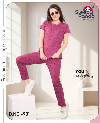 Krishi 901 Sleepy Panda Cotton Pyjama Night Suits Exporter Ahmedabad