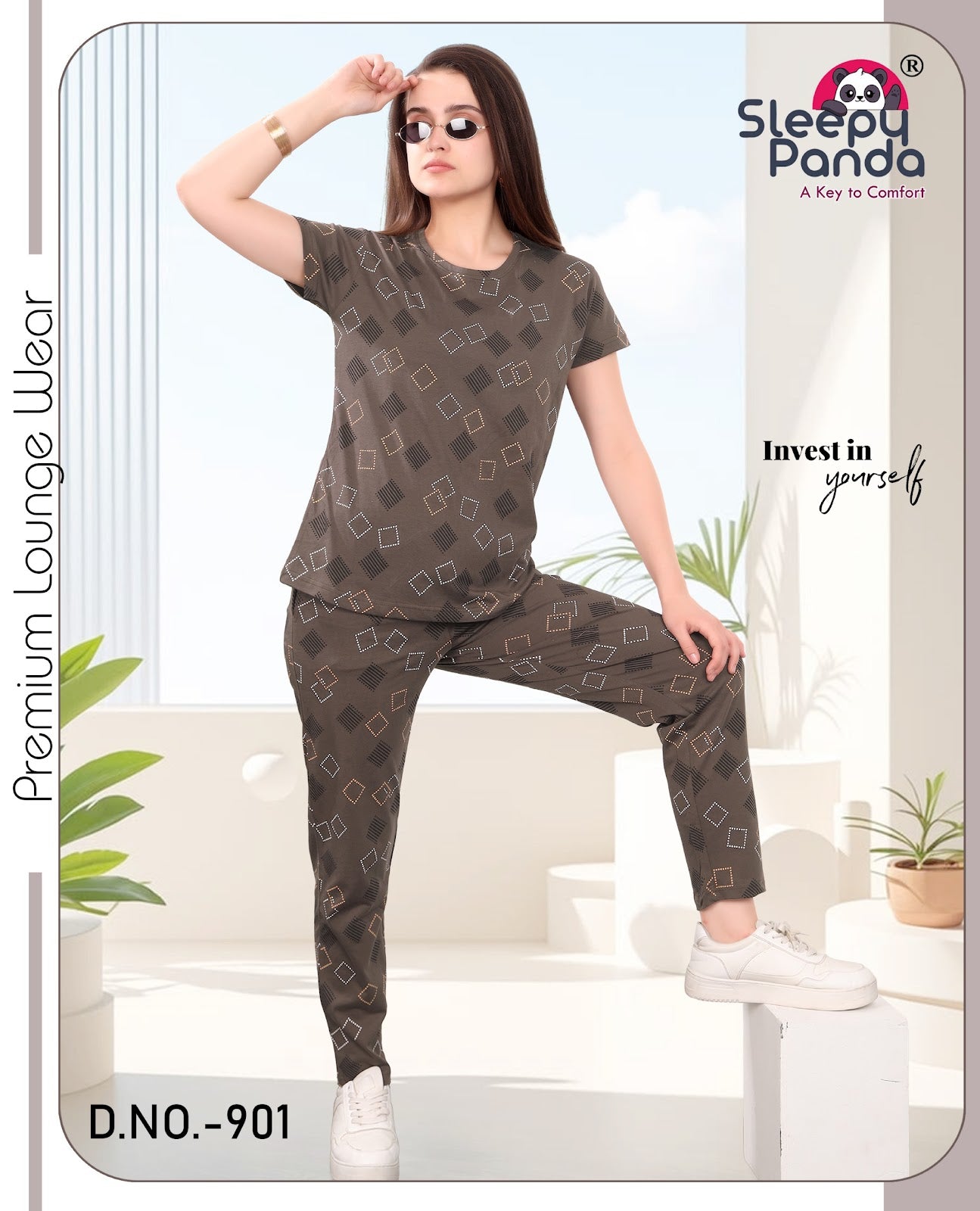 Krishi 901 Sleepy Panda Cotton Pyjama Night Suits Exporter Ahmedabad