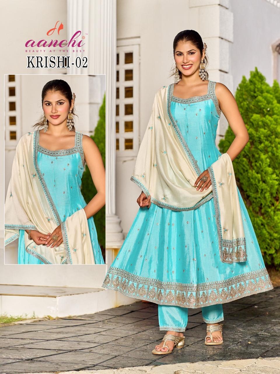 Krishi Aanchi Vichitra Silk Readymade Anarkali Suits Wholesale Rate