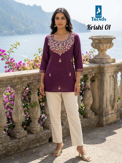 Krishi Kaya Trends Rayon Short Kurtis Wholesaler India