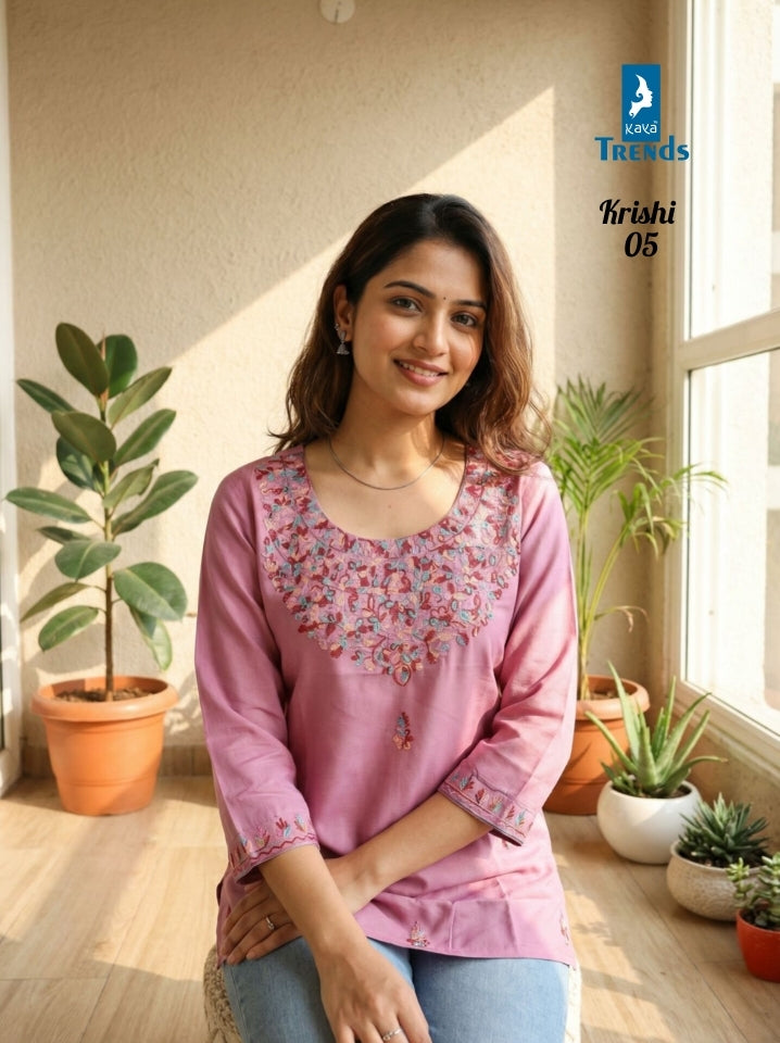 Krishi Kaya Trends Rayon Short Kurtis Wholesaler India