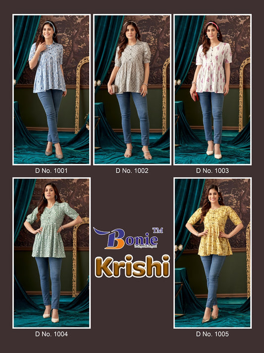 Krishi Vol 1 Bonie Cotton Stylish Short Tops Supplier India