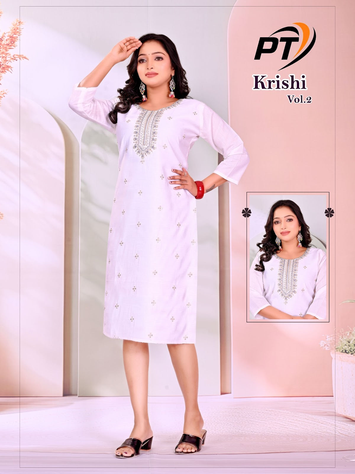 Krishi Vol 2 Pt Roman Silk Knee Length Kurtis Wholesale Price